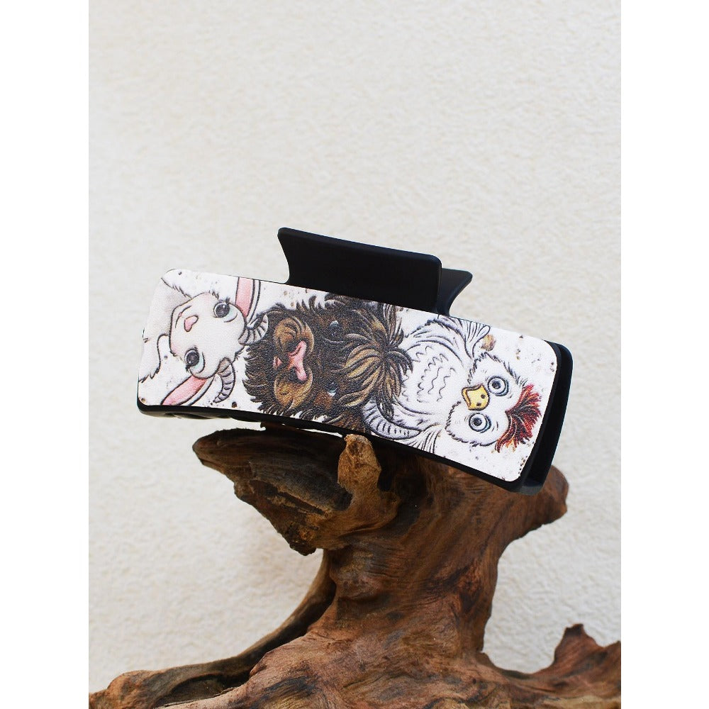 Wholesale Western Style Retro Leopard Print Cross Cow Print Plastic Hair Clip Shark Clip